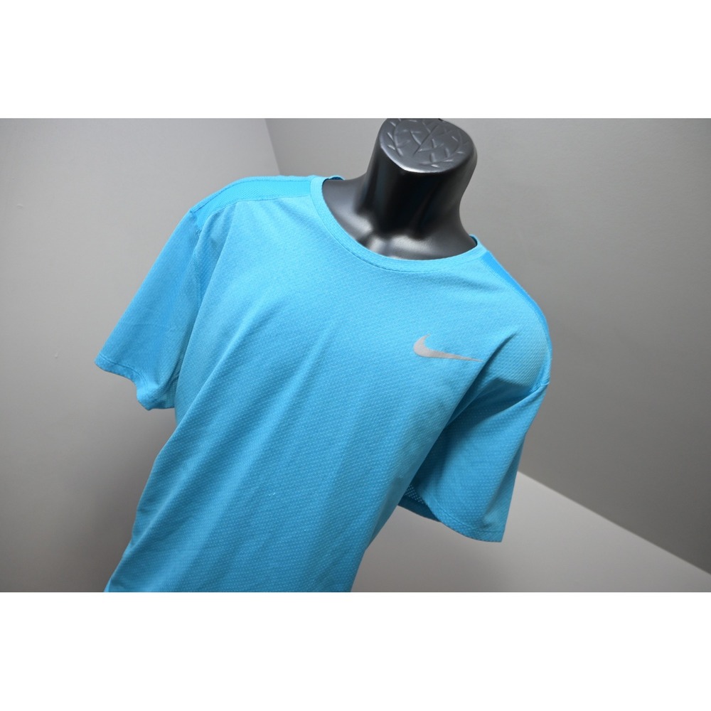 Nike Running Gym Shirt Mens XXL Blue Dri-FIT Short Sleeve Mesh Reflective EUC - Picture 4 of 11